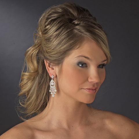 Silver Fuchsia Chandelier Bridal Wedding Earrings 24792