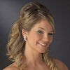Antique Silver Clear CZ Bridal Wedding Hair Clip On Earring 3983