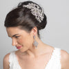 Rhodium Clear Rhinestone & Diamond White Pearl Chandelier Bridal Wedding Earrings 2376