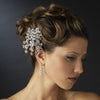 * Antique Silver Clear Round Cut Dangle Rhinestone Side Bridal Wedding Hair Comb 406