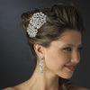 Vintage Floral Crystal Covered Headpiece with Side Accent in Rhodium Silver 6547