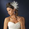 Ivory Mesh Feather Fascinator Bridal Wedding Hair Clip with Clear Rhinestones & Swarovski Crystal Beads