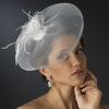 * Fine Tulle Visor Bridal Wedding Hat with Feather Flower Accent Attached to Bridal Wedding Hair Comb 2174