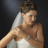 Antique Silver Clear Crystal Stretch Cuff Bridal Wedding Bracelet 9236
