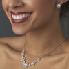 Gorgeous Silver Clear Cubic Zirconia Bridal Wedding Necklace N 2556