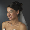 Antique Rhodium Silver Ruby CZ Crystal Round Stud Bridal Wedding Earrings 2288