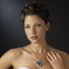 Silver Red Crystal Heart Bridal Wedding Necklace 71245