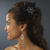 * Black Feather Fascinator Bridal Wedding Hair Clip with Bridal Wedding Brooch Pin 8106