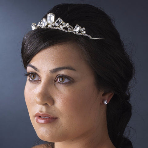 * Silver Princess Rhinestone Majesty Bridal Wedding Tiara HP 8277