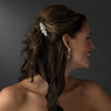 Rhodium Silver Clear Rhinestone Floral Bridal Wedding Hair Barrette 1119