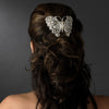 Silver Topaz AB Rhinestone Butterfly Bridal Wedding Hair Barrette 5090 XXL