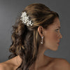 Light Gold Freshwater Pearl & Rhinestone Wired Floral Bridal Wedding Hair Comb 9814