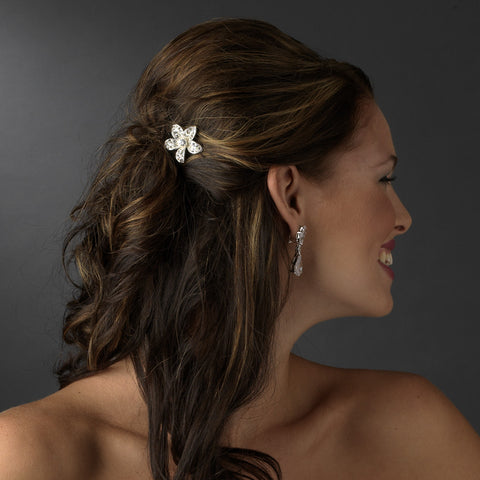 Silver Flower Rhinestone Bridal Wedding Hair Pin 1122