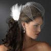 Petite Flower Feather Fascinator Bridal Wedding Day Bridal Wedding Hair Clip - Bridal Wedding Hair Clip 420 White