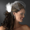 Petite Flower Feather Fascinator Bridal Wedding Day Bridal Wedding Hair Clip - Bridal Wedding Hair Clip 420 White