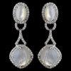 Silver CZ Opal Pearl Dangle Bridal Wedding Earrings