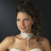 Silver Ivory Rhinestone Floral Venice Lace Bib Bridal Wedding Jewelry Set 8471