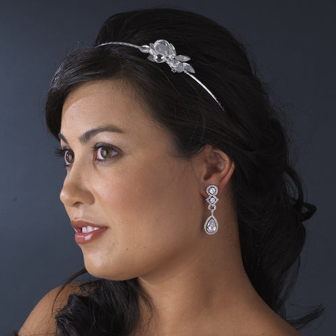 Rhodium Clear Cubic Zirconia Bridal Wedding Earrings Drop 3824