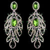 Silver AB Emerald Rhinestone Gemstone Chandelier Bridal Wedding Earrings