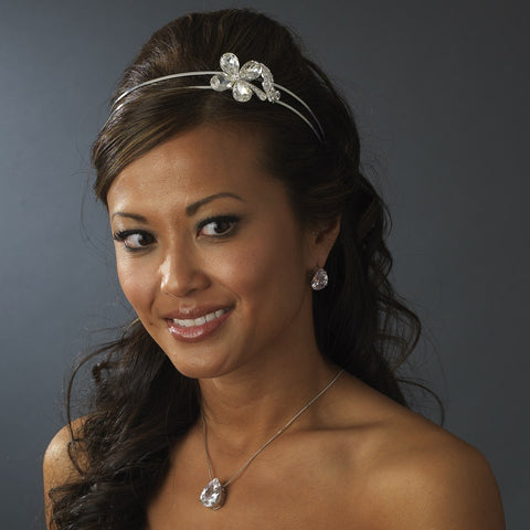 Stunning Large Teardrop French Bridal Wedding Hair Clip Pierced Cubic Zirconium Bridal Wedding Earrings E 5335