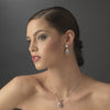 Rhodium Sapphire & Clear CZ Teardrop Crystal Dangle Bridal Wedding Earrings 5828