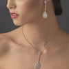 Antique Silver Clear CZ Crystal Bridal Wedding Necklace 6500 & Bridal Wedding Earrings 6500 Bridal Wedding Jewelry Set