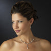 Graceful Silver Clear CZ & Ivory Pearl Vine Bridal Wedding Necklace 6518
