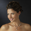 Graceful Silver Clear CZ & Ivory Pearl Vine Bridal Wedding Necklace 6518
