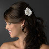 White Jeweled Delphinium Medium Alligator Bridal Wedding Hair Clip 407 with Bridal Wedding Brooch Pin