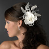 * Swarovski & Ivory Pearl Flower Bridal Wedding Hair Clip - Bridal Wedding Hair Clip 424 Ivory with Bridal Wedding Brooch Pin