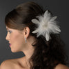 Bridal Wedding Crystal Feather Fascinator Bridal Wedding Hair Clip 442 with Bridal Wedding Brooch Pin ( Ivory White Red Black or Cafe )