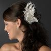 Fabulous White or Ivory Feather Bridal Wedding Hair Clip or Bridal Wedding Hair Clip Bridal Wedding Brooch w/ Silver Clear Rhinestones 458