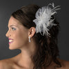 * Luxurious White or Ivory Tulle & Feather Bridal Wedding Hair Comb w/ Austrian Crystals 3201