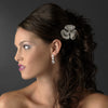 * Divine Antique Silver Flower Bridal Wedding Hair Comb w/ Clear Rhinestones & Swarovski Crystals 9996