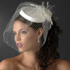 Vintage Couture Bridal Wedding Hat of Rhinestones & Tulle with Russian Blusher Bridal Wedding Veil 1133