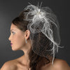 * Captivating Birdcage Veil Bridal Wedding Hair Comb with Feathers & Austrian Crystals 1135