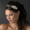 Charming Silver Side Accented Flower Headpiece w/ Clear Rhinestones & Austrian Crystals 9853