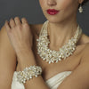 Bridal Wedding Necklace Earring Set N 8383 E 8382 Silver AB