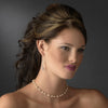 Silver Ivory Pearl Bridal Wedding Necklace Earring Set 8434