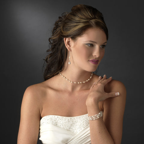 Bridal Wedding Bracelet 8427 Silver Ivory Clear