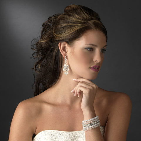 Silver White Bridal Wedding Bracelet 8469