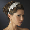 Floral Fabric & Crystal Side Accented Bridal Wedding Headband Headpiece 2292