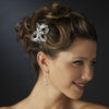 Antique Silver Clear Crystal & Rhinestone Ribbon Swirl Bridal Wedding Hair Comb 926