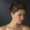 Antique Silver Clear CZ Crystal Bridal Wedding Necklace 8650 & Bridal Wedding Earrings 8650 Bridal Wedding Jewelry Set