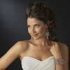 Silver Clear Crystal Stretch Cuff Bridal Wedding Bracelet 8691
