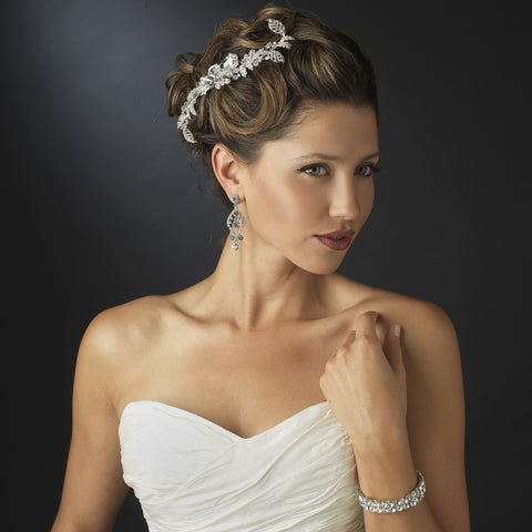 Fuchsia Crystal Post Dangle Bridal Wedding Earrings 8705