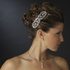Antique Silver Clear CZ Crystal Post Tear Drop Bridal Wedding Earrings 8747