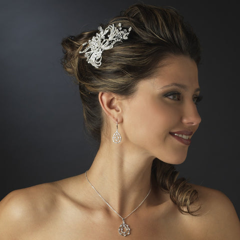 Silver Clear Rhinestone Bridal Wedding Earrings 8787
