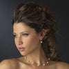 Silver Ivory Pearl & CZ Crystal Drop Bridal Wedding Earrings 8764