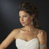 Glitzy Antique Silver Bowtie Stretch Bridal Wedding Bracelet w/ Clear & Aurora Borealis Crystals 8699